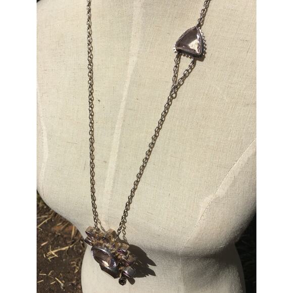 Pink Amethyst Hand Forged Sterling Silver Statement Necklace 18.5” drop. - Picture 6 of 11